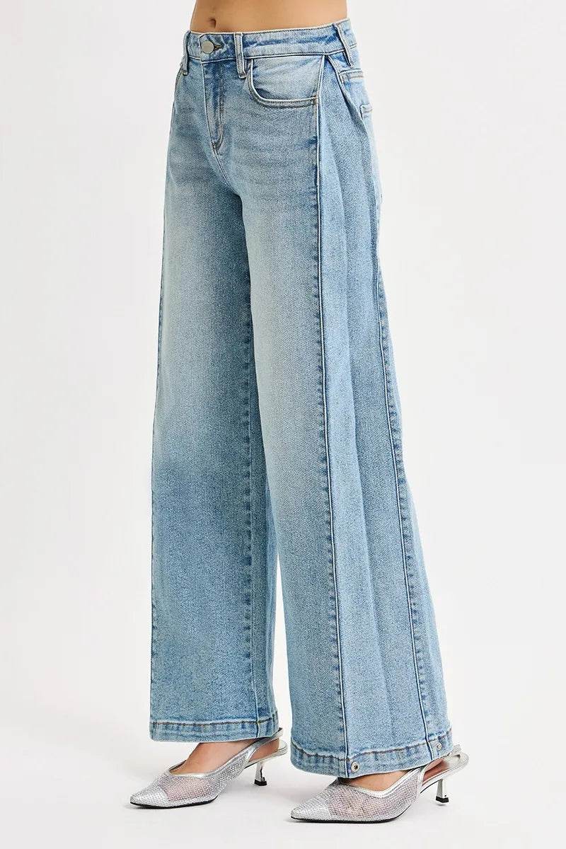 RISEN Mid Rise Wide Barrel Transferable Leg Snap Jeans Trendsi d81ad70639bc47918f29560ee6f02305-Max-Origin