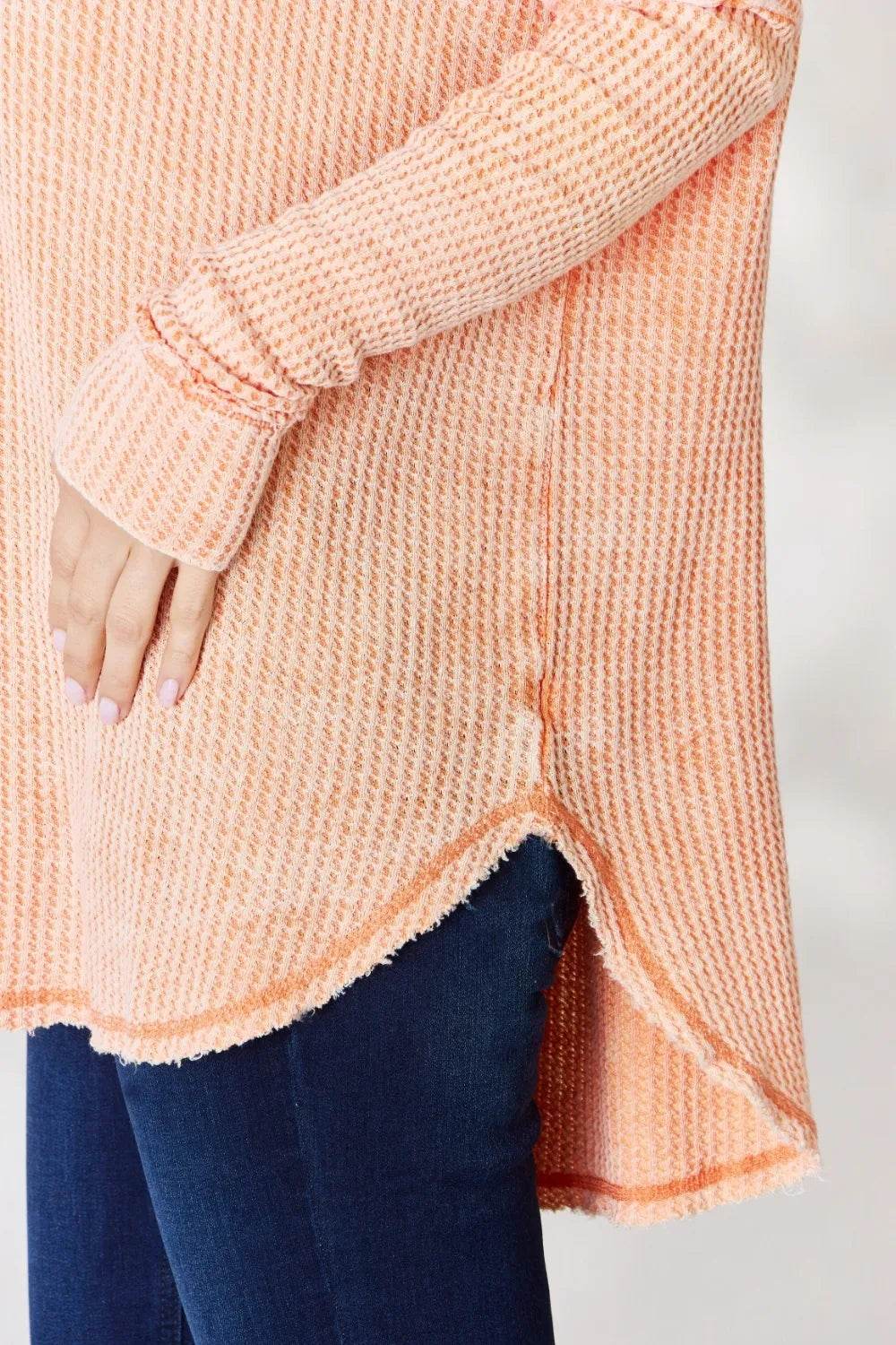 Zenana Oversized Washed Waffle Long Sleeve Top Trendsi d83a8d19-29c9-4d28-a0b6-2a658ad65324-Max