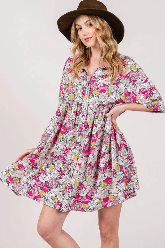 SAGE + FIG Floral Button Down Mini Shirt Dress Trendsi d8631546-2430-4943-b97b-c79fc3a06dcf-Max