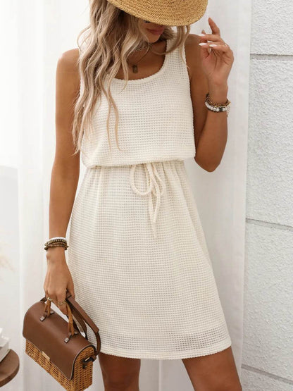 Waffle-Knit Drawstring Mini Tank Dress Trendsi d86e2030-215b-4bf3-9a1a-cdbacdd28ae9-Max