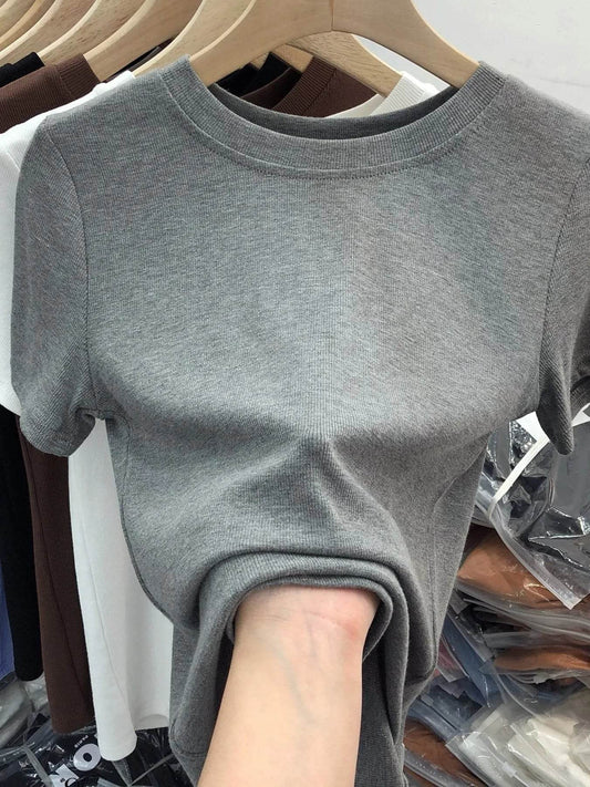 Crew Neck Short Sleeve T-Shirt Dark Gray Trendsi d878b8f676d242bbb9f66ecd7cb683a2-Max-Origin