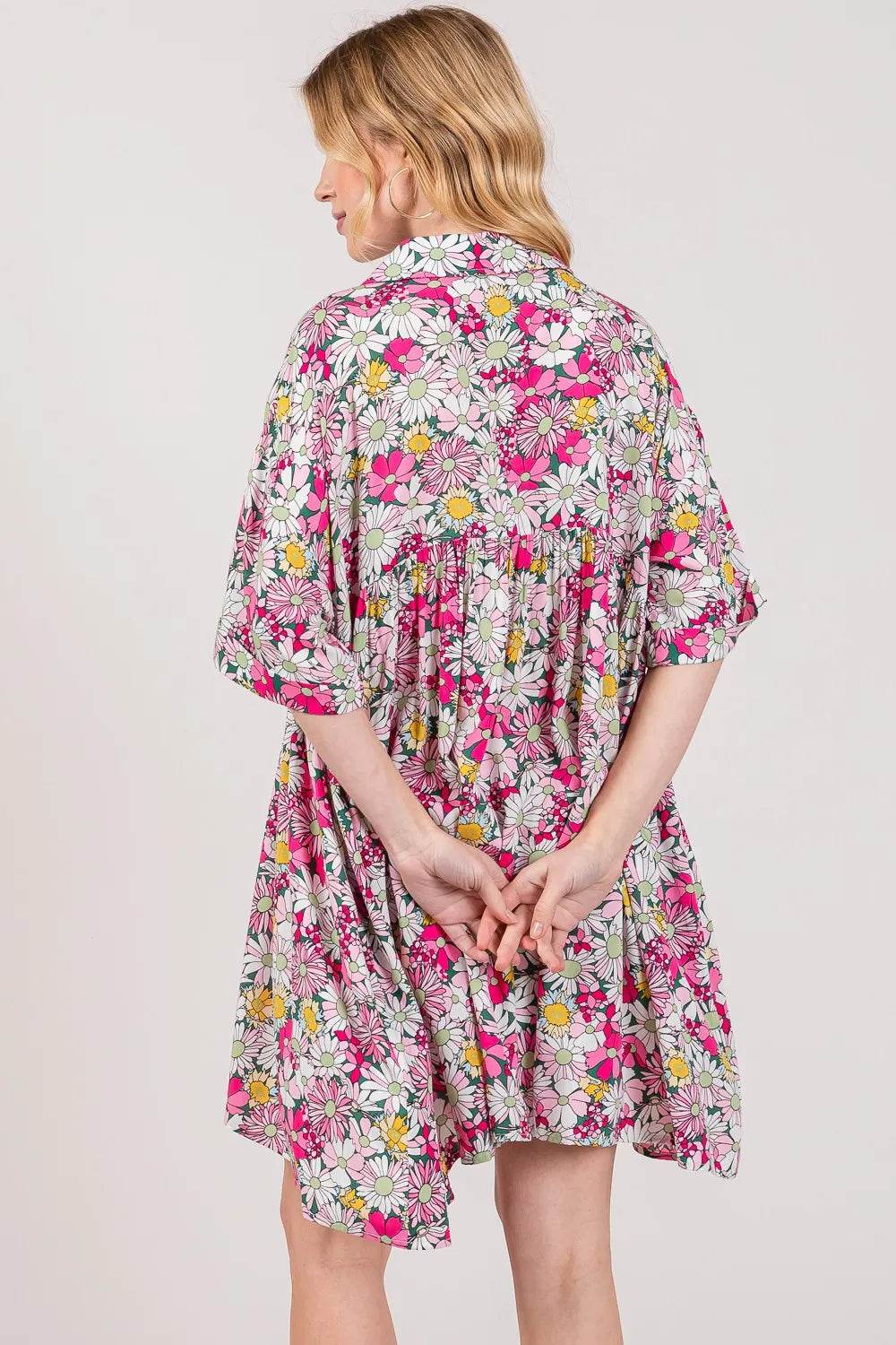 SAGE + FIG Floral Button Down Mini Shirt Dress Trendsi d8ae172f-02b3-45de-bba7-01f620c3b2e6-Max