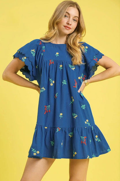 Umgee Floral Embroidered Short Sleeve Mini Dress Dark Blue Trendsi d967e0b8-0ee9-4bf6-b4cf-3014e1c8be36-Max-Origin