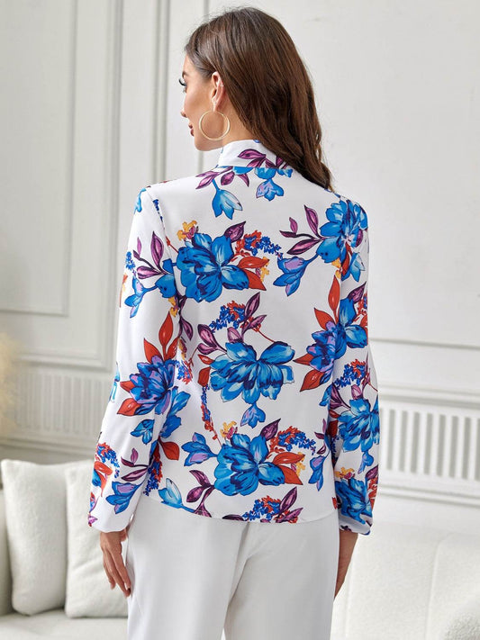 Floral Tie Neck Long Sleeve Blouse Trendsi d9768d2818ab4f8391af91ebd6ed7f82-Max