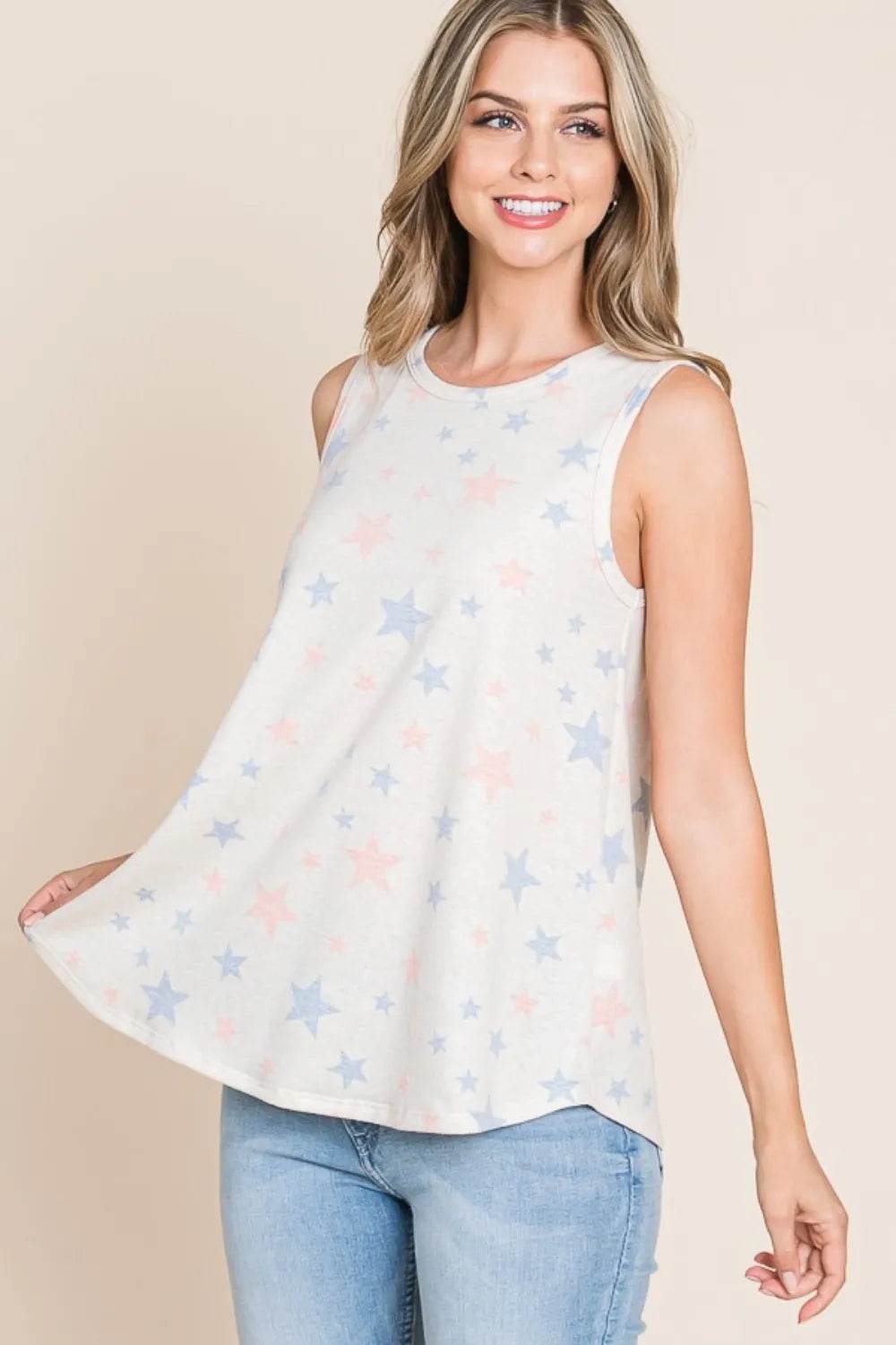 BOMBOM Star Print Round Neck Tank Trendsi d97e5d14-727f-4c26-a183-7b724968f11c-Max