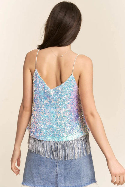 J.NNA Sequin Tassel Hem Flowy Cami Trendsi d9c2d397-6107-4ac5-9d8e-3373e67df88f-Max