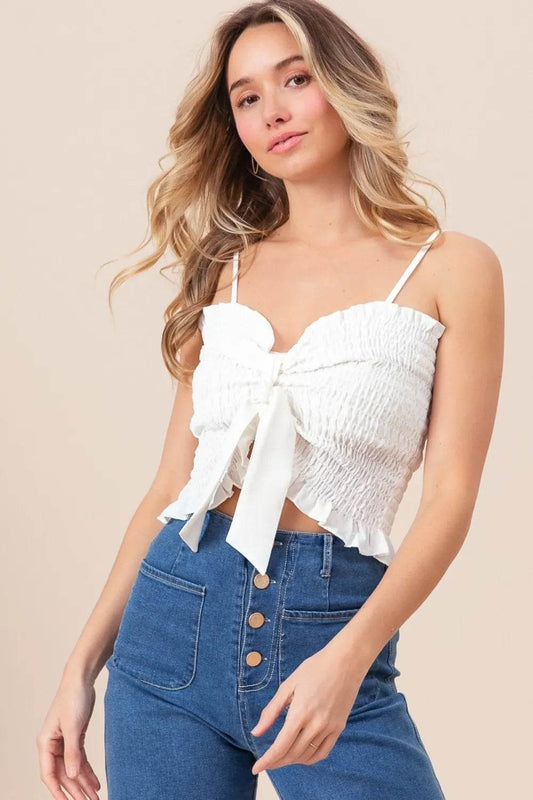 BiBi Ruffled Smocked Ribbon Detail Cami Trendsi d9def4d5-0d77-40a1-a036-9d40f82db140-Max