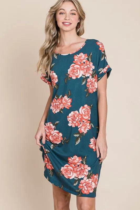 BOMBOM Floral Round Neck Short Tee Dress with Pockets Trendsi d9eb82a8-903e-4938-8617-ca36711ae6a0-Max-Origin