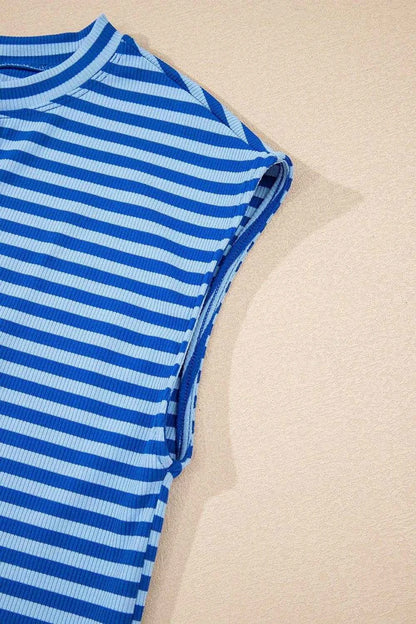 Striped Round Neck Cap Sleeve T-Shirt Trendsi d9f4409b-327b-4979-951c-5bcdc7b996a4-Max-Origin