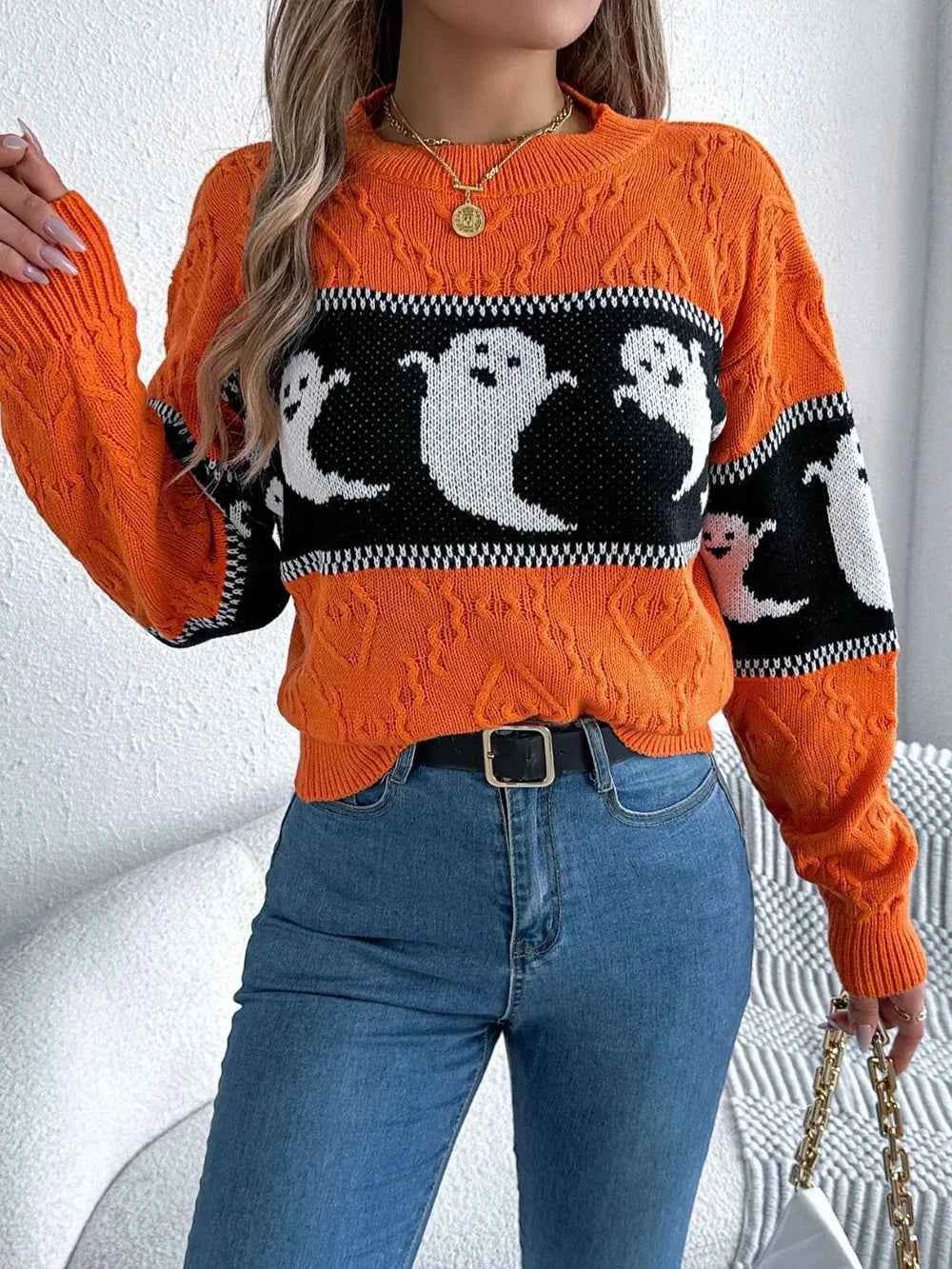 Ghost Round Neck Long Sleeve Sweater Trendsi da4b813f-c93b-4a32-8abc-98484fd0d440-Max