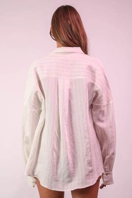 VERY J Oversized Striped Button Down Shirt Top Trendsi da4fdd0065d441f682fa5f542c9da773-Max-Origin