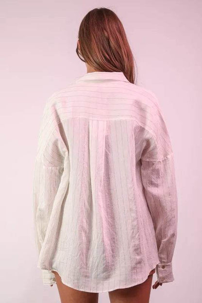 VERY J Oversized Striped Button Down Shirt Top Trendsi da4fdd0065d441f682fa5f542c9da773-Max-Origin