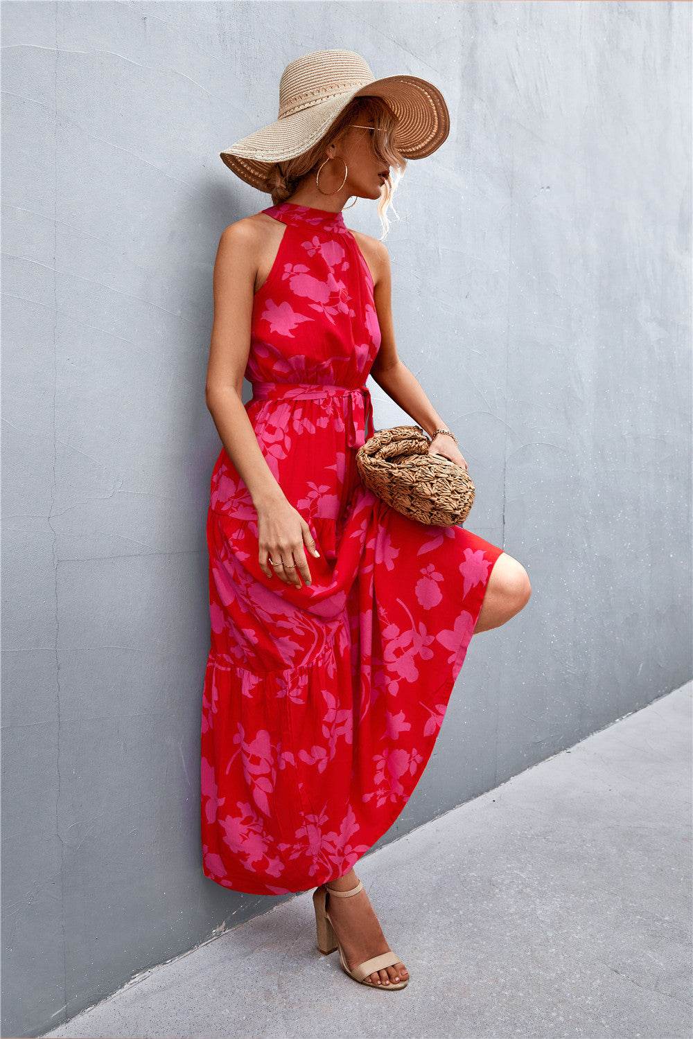 Printed Sleeveless Tie Waist Maxi Dress Trendsi da637a09374442d39dac087d3b868662-Max
