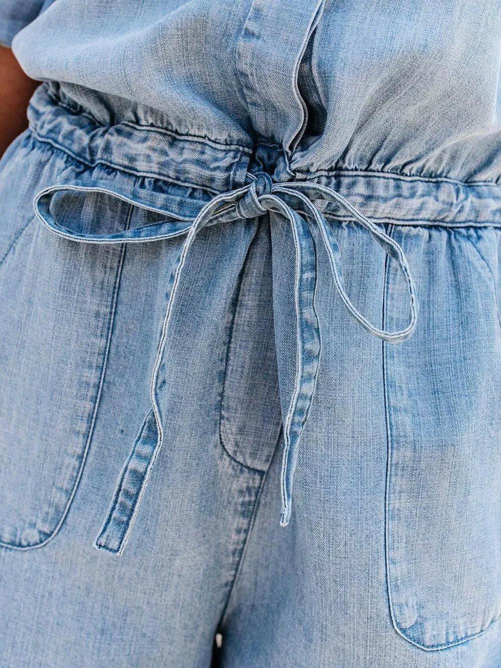 Drawstring Half Button Half Sleeve Denim Romper Trendsi da9fb579-a002-4d9d-a740-481c631edc92-Max