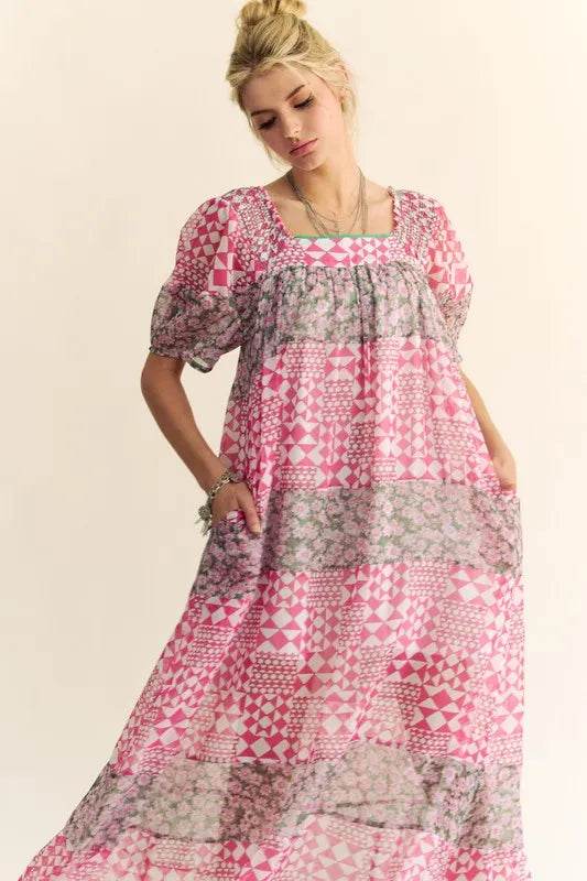 Davi & Dani Multi Floral Square Neck Puff Sleeve Maxi Dress Trendsi daa8c4a6eb7945f0bb8e5c9507eccbc3-Max-Origin