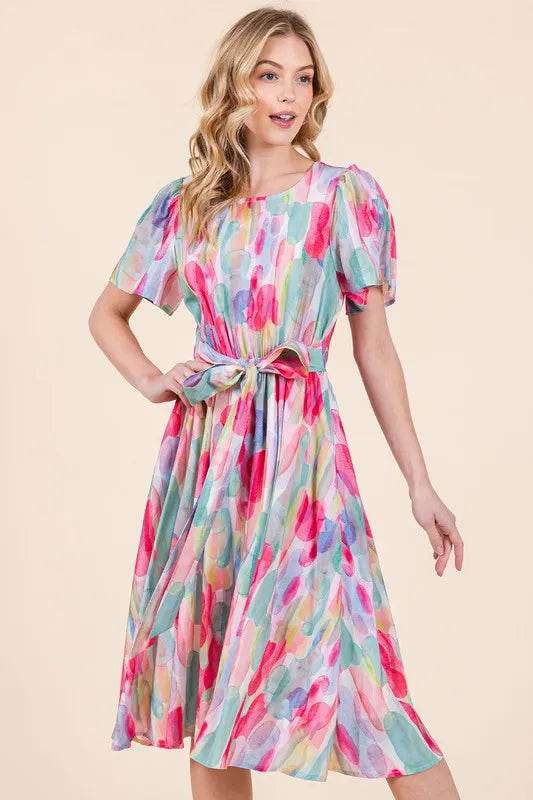 Lime 'N' Chili Watercolor Print Tie Front Midi Dress Trendsi daae8c4d367d4d00bcf4c777367aafcb-Max-Origin