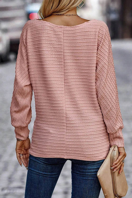 Texture Round Neck Long Sleeve Top Trendsi dab514f02c184edaadb92d6b128763f8-Max
