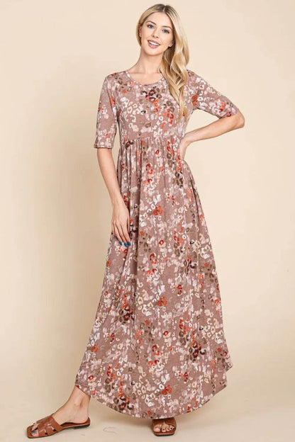BOMBOM Printed Shirred Maxi Dress Trendsi dac95dd9-935c-4622-be7d-4d29c5857bcd-Max
