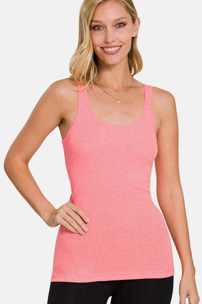 Zenana Stretchy Ribbed Knit Racerback Tank Trendsi dac98b8d-4f21-478a-a939-42f2a6fa54a3-Max