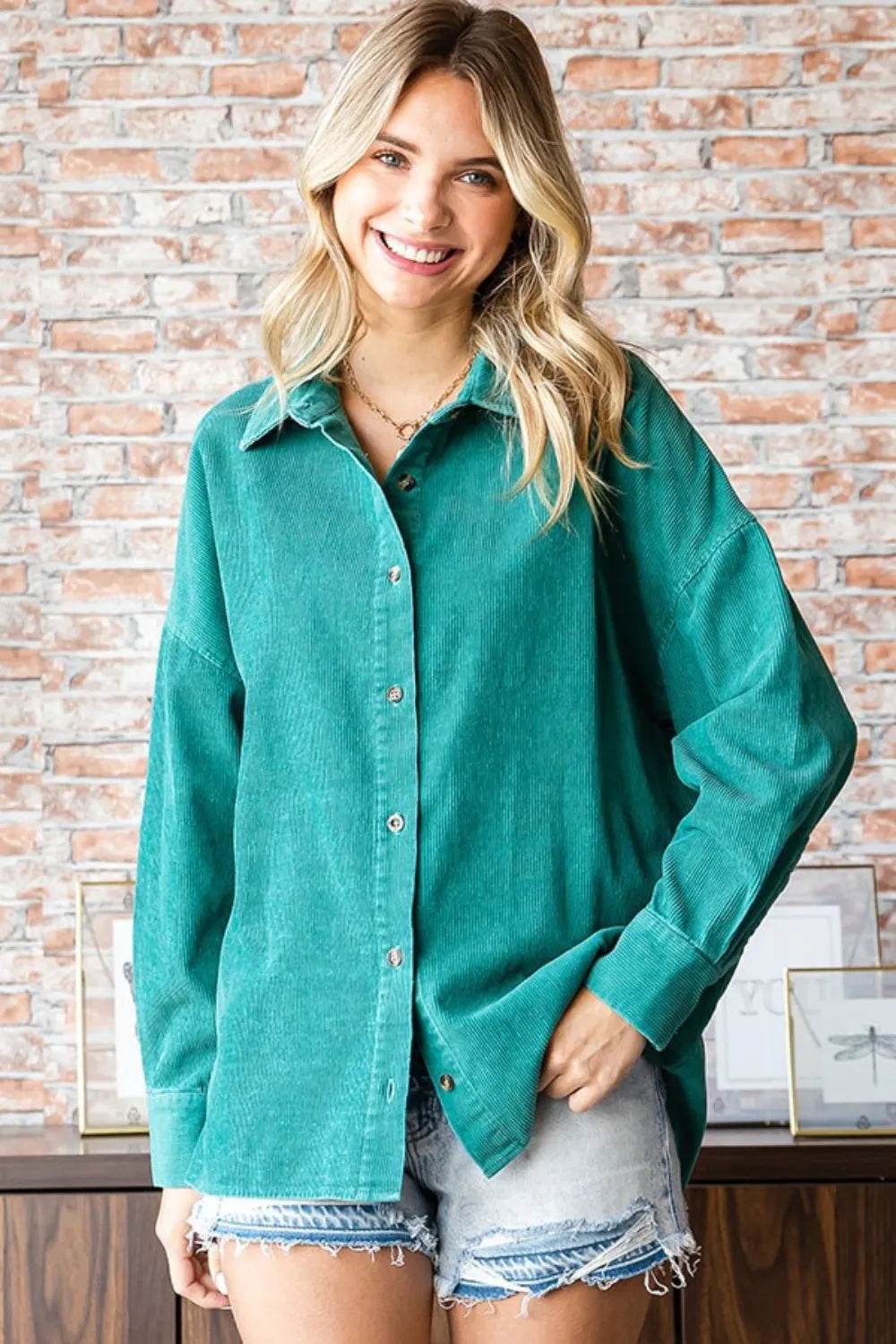 First Love Washed Corduroy Button Down Long Sleeve Shirt Trendsi dacd3165-056e-4264-84cc-e825d73bcb1d-Max