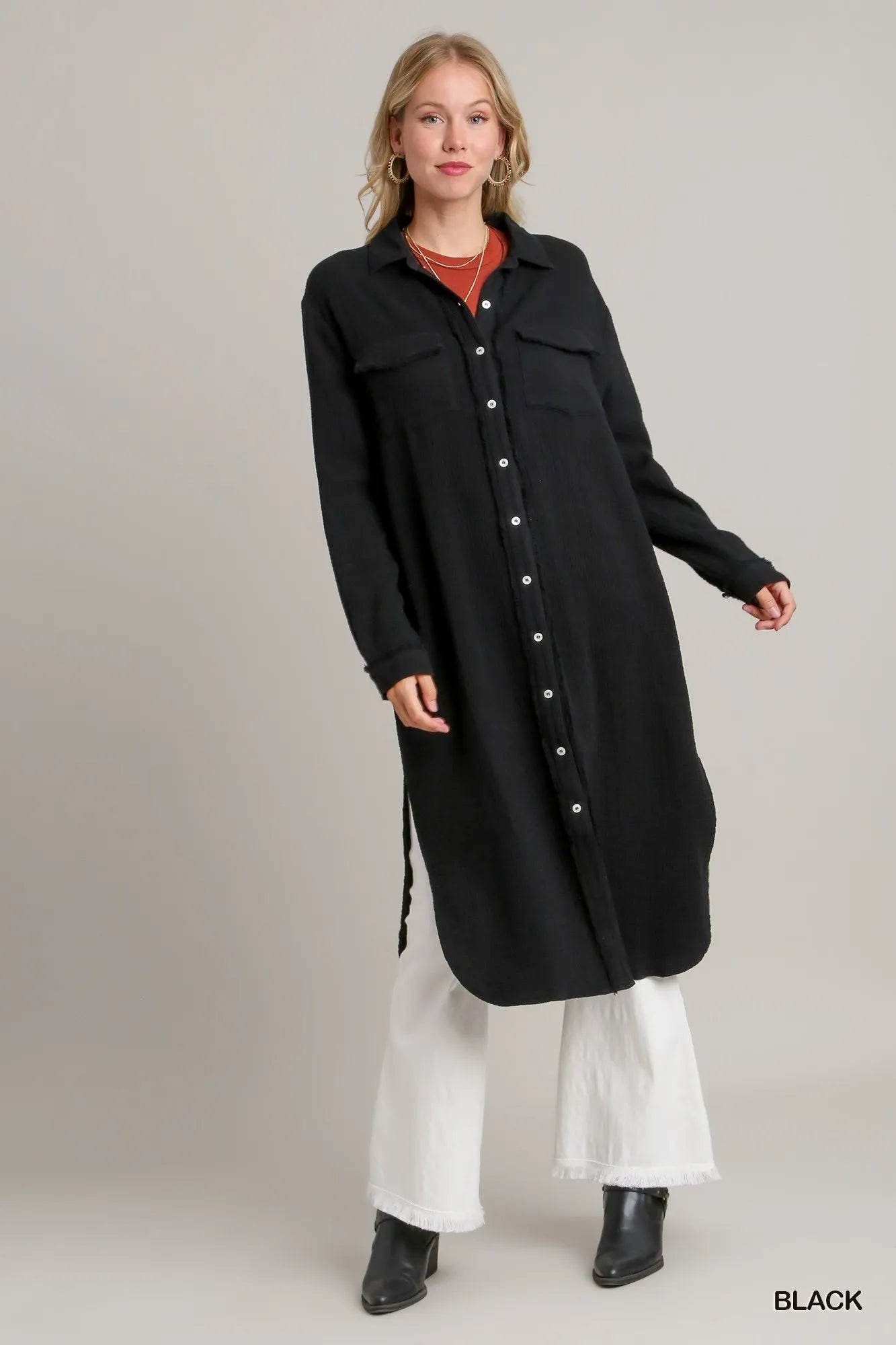 Umgee Cotton Gauze Button Down Shirt Dress Trendsi dadd763b-ab84-495c-8d27-efed8199dee1-Max-Origin