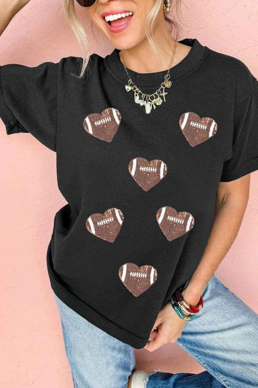 Game Day Football Heart Round Neck T-Shirt Trendsi dae55efa-b064-4f15-8595-b592c0c2612e-Max-Origin