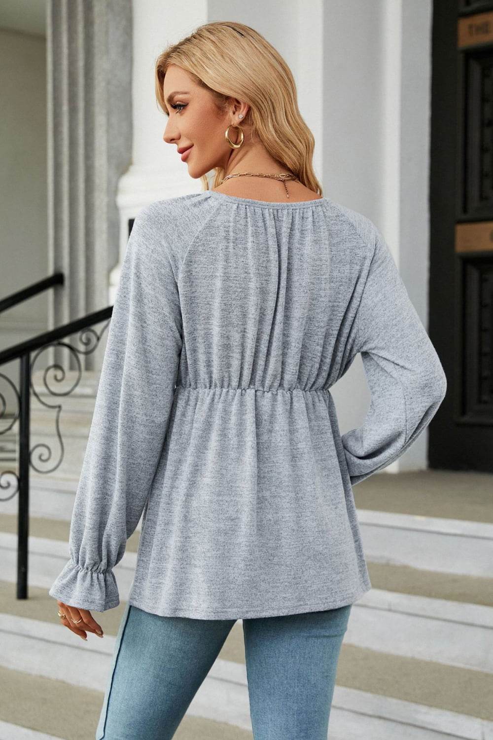 Round Neck Flounce Sleeve Blouse Trendsi db103cfdeb874dfcb1e8a40bd50679c6-Max
