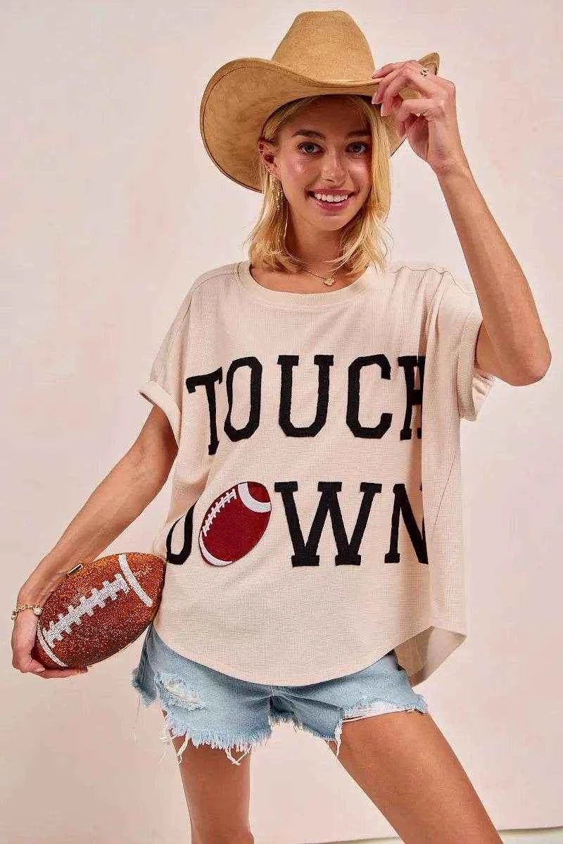 BiBi Game Day Touchdown Letter Patches Waffle Short Top Trendsi db1e75663f2c41099d1fd4c22a36cd52-Max-Origin