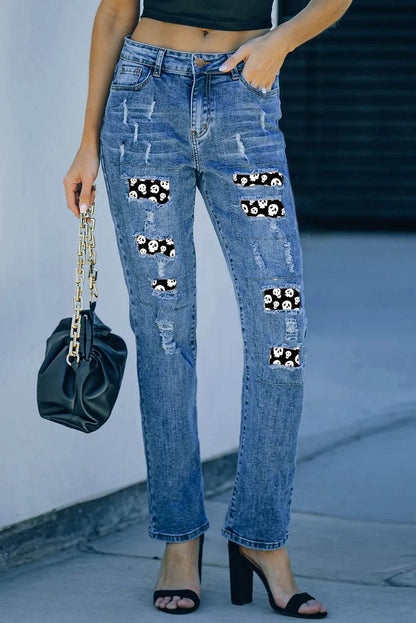 Distressed Skeleton Pattern Jeans with Pockets Trendsi db232058-90b6-409b-b84c-3edb98173d9d-Max