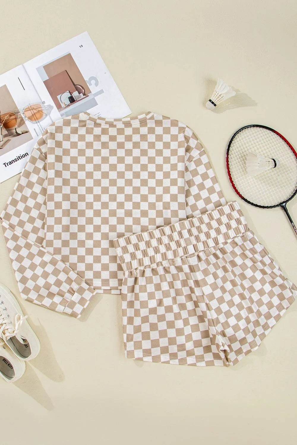 Checkered Long Sleeve Top and Skirt Two-Piece Set Trendsi db38a03e-fab9-4c95-a009-52c134a84b9d-Max-Origin