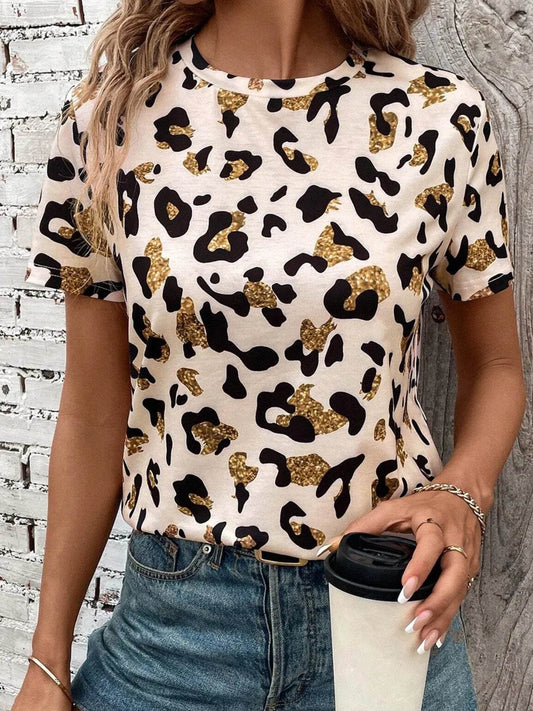Leopard Print Short Sleeve T-Shirt Apricot Trendsi db5c9f6c-dce9-4219-90c6-f0254efaef35-Max-Origin
