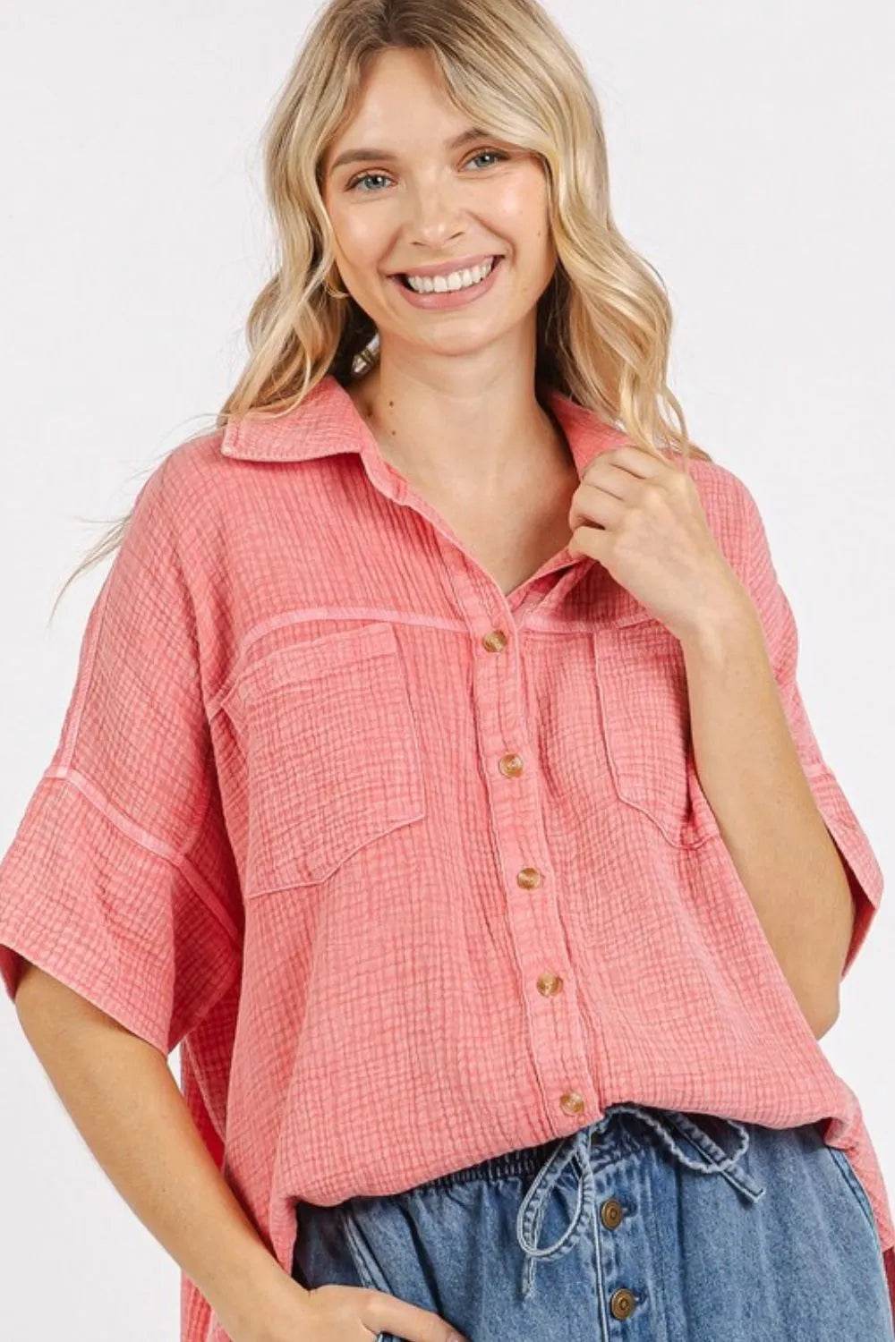 Mittoshop Mineral Wash Gauze Oversized Short Sleeve Shirt Trendsi db5f0a0d-8e1b-48e8-92e6-eea40b55ac50-Max