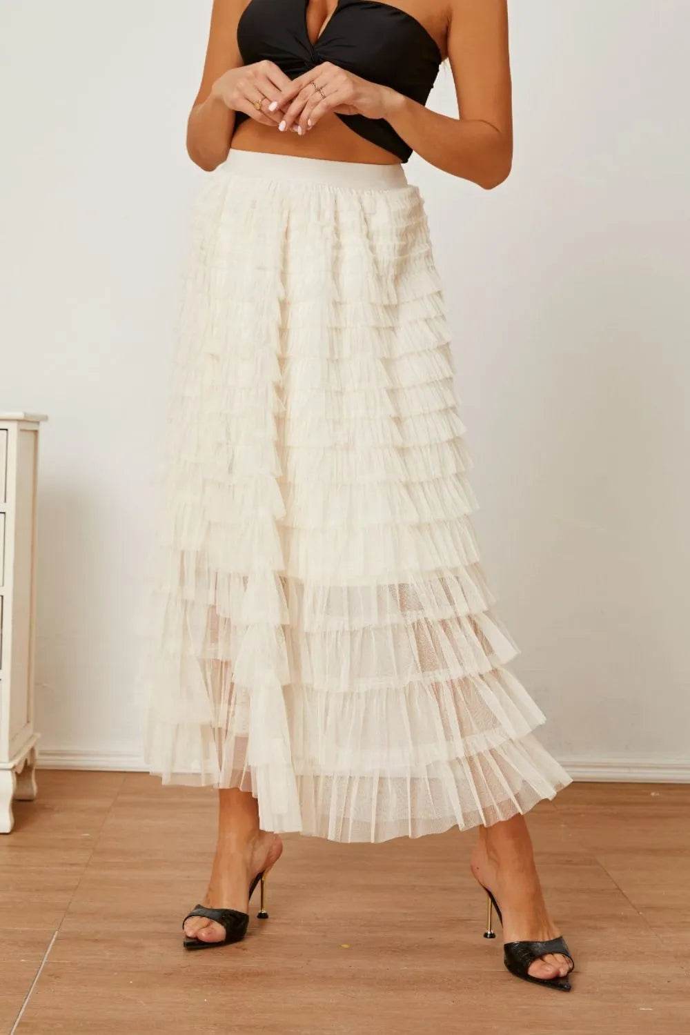 Ruched High Waist Tiered Skirt Ivory Trendsi db987c12-9b5c-4185-a478-a1628c4775ca-Max