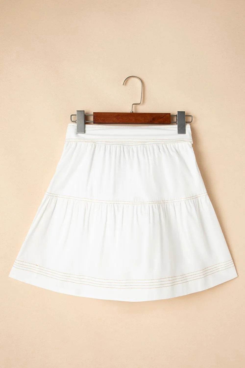 Contrast Stitching Trim Knotted High Waist A-Line Mini Skirt Trendsi dbaccc83-a784-4243-ba71-8a3a27828fbe-Max