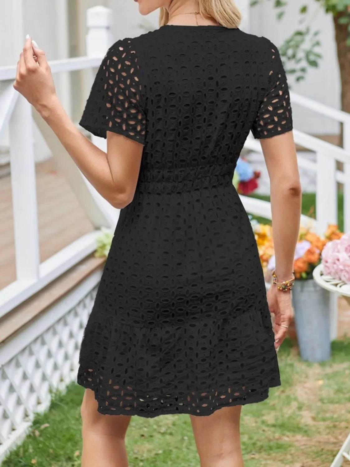 Eyelet Notched Short Sleeve Dress Trendsi dc09556e-5d8c-4061-9e86-b46f4afcedcb-Max-Origin