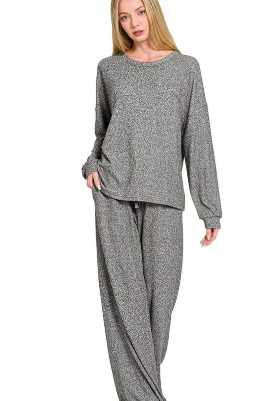 Zenana Soft Melange Hacci Long Slv Tee & Pants Set Gray Trendsi dc21db4c-7ced-4cf5-8bc9-00e5d2604948-Max-Origin