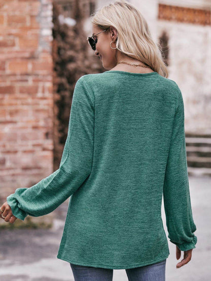Mandy Long Flounce Sleeve Round Neck Blouse Trendsi dc4574b1fc7546c6a872d1087aa497dc-Max