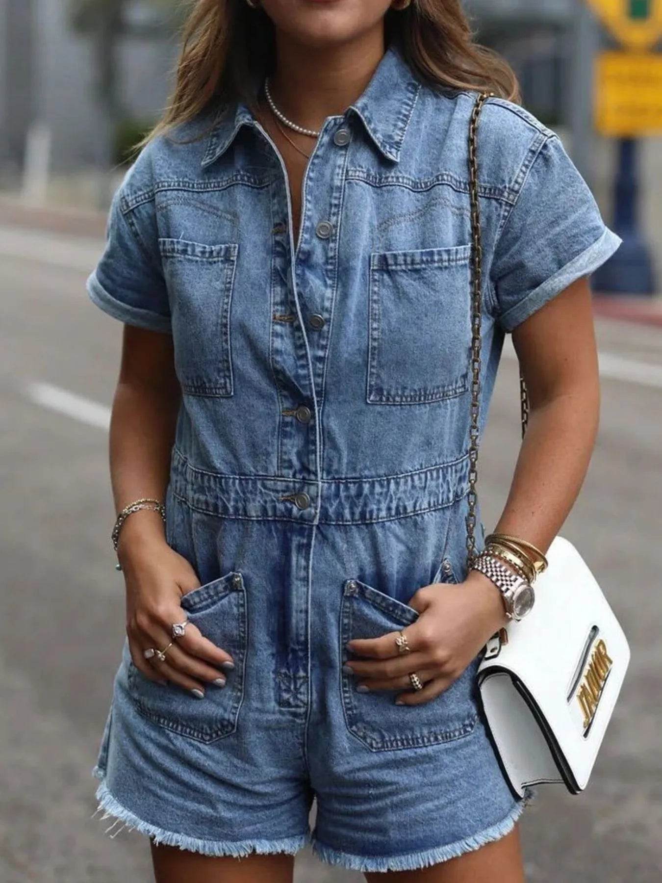 Short Sleeve Denim Romper with Front Pockets Light Blue Trendsi dc71acd8-4403-481c-a44b-46dc0112996f-Max-Origin