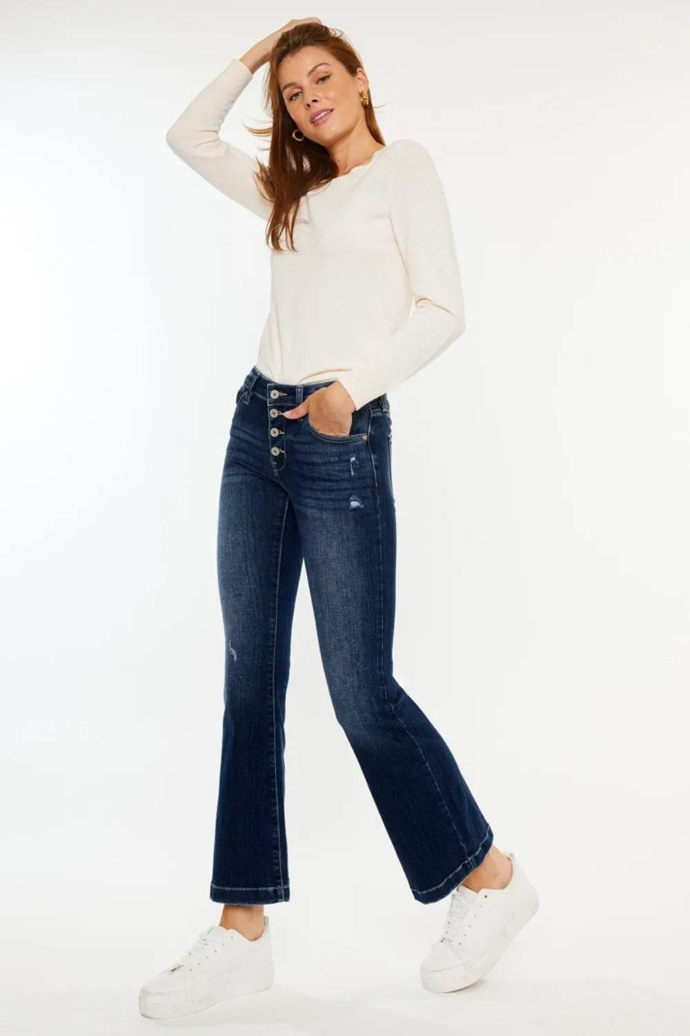 Kancan Mid Rise Button Fly Flare Jeans Trendsi dc913a08-4fa2-4d43-8902-0f50c00a6659-Max