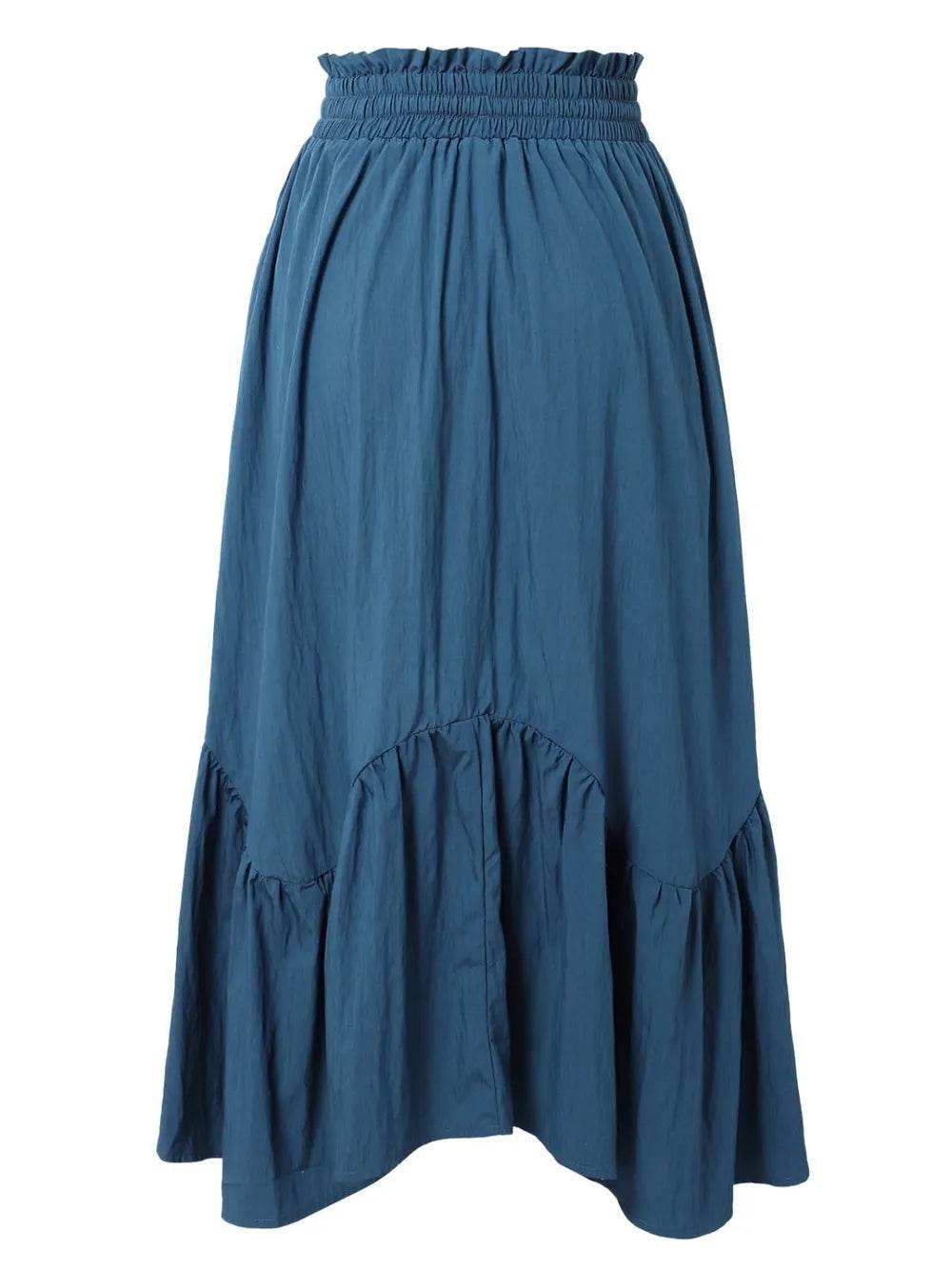 Smocked Waist Band Ruched Layered Skirt Trendsi dcb550da-14da-4449-a358-51b5de2ea639-Max