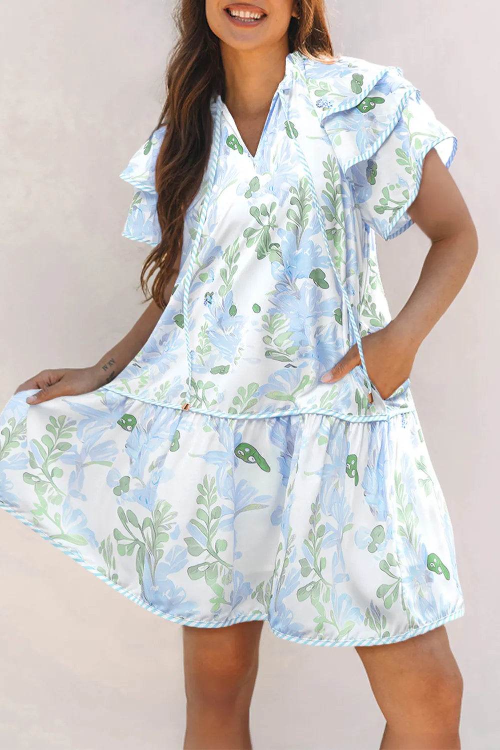 Floral Contrast Edge Layered Short Sleeve Mini Dress Trendsi dcb86c24-6cbd-4faf-bfe7-c44cb6a0cf45-Max-Origin