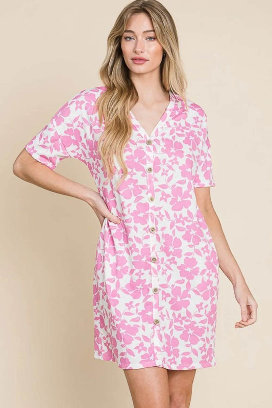 BOMBOM Floral Button Down Mini Dress Pink Trendsi dcdab55c-00f7-46e4-bb30-f3461eb051ab-Max