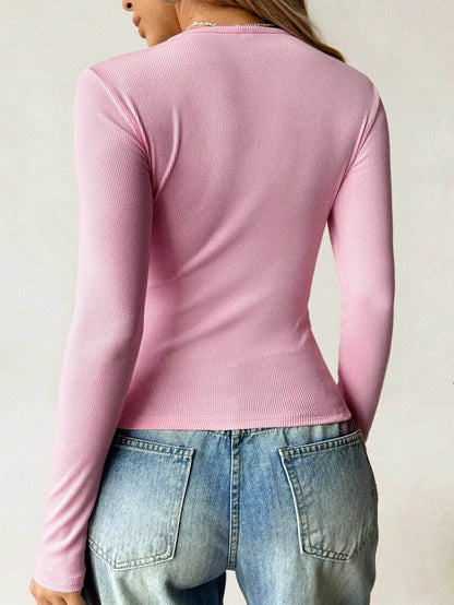 Ribbed Knit Long Sleeve T-Shirt Trendsi dcee20df-b4a2-4a8d-9126-7334cb0127df-Max-Origin