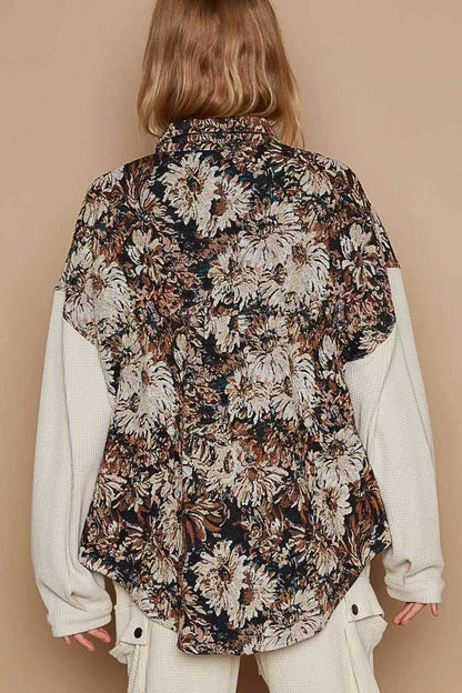 POL Contrast Sleeves Button Down Floral Jacquard Shirt Trendsi dd0b9b37-ed41-4948-9767-0961b3537025-Max