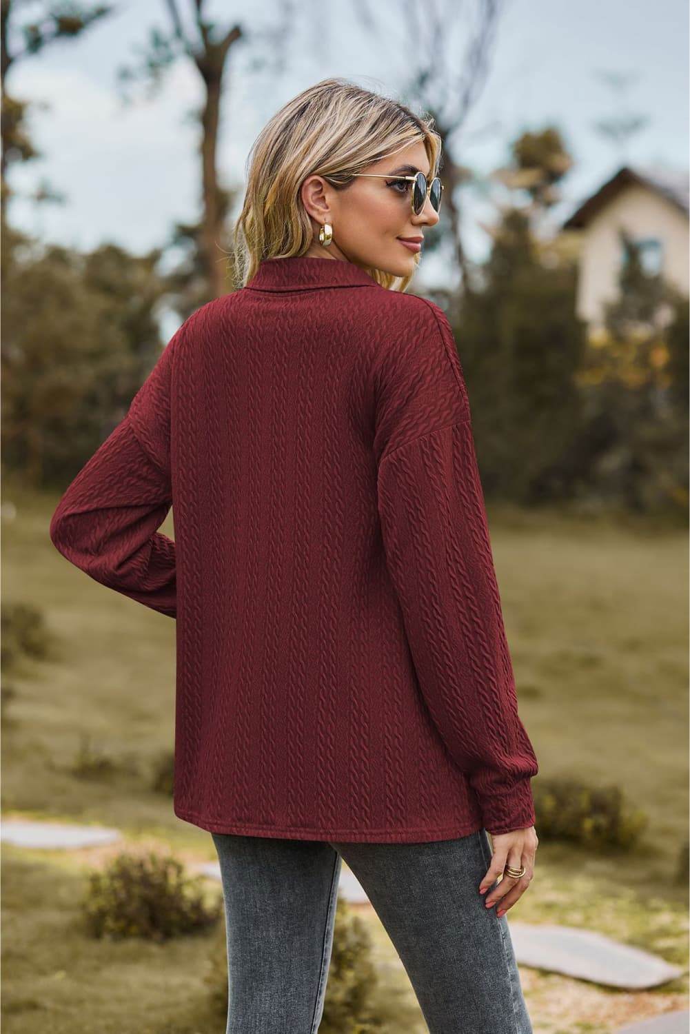 Collared Neck Long Sleeve Blouse Trendsi dd0fbe0d308d49c09159972915b895e1-Max