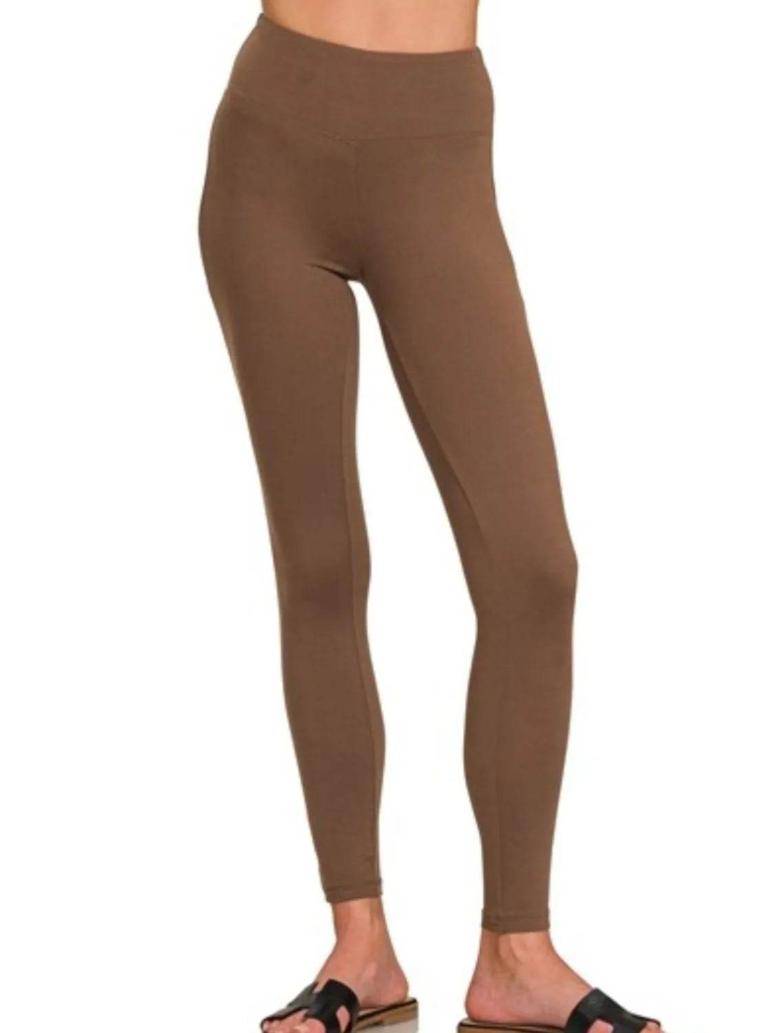 Zenana Microfiber Waistband Leggings BROWN Trendsi dd162ec0-539e-4932-8a84-18cf988fc9c9-Max-Origin