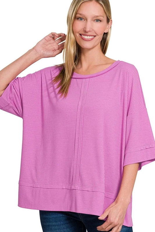 Zenana Ribbed Boat Neck 3/4 Sleeve Top Trendsi dd2eee4b-58d1-4bb2-a483-30b44655fd5b-Max-Origin