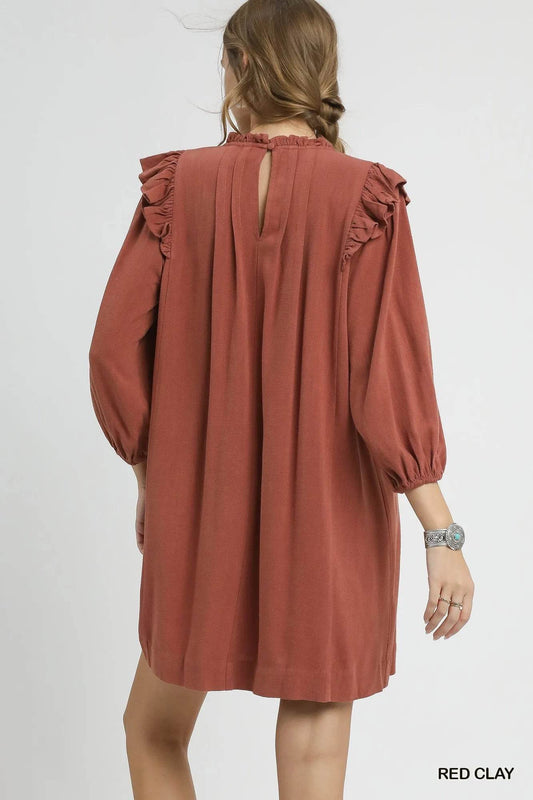 Umgee Linen Ruffle Shoulder Pleated Babydoll Dress Trendsi dd6bafc2-2b7c-4458-a740-f68e027b5d23-Max-Origin