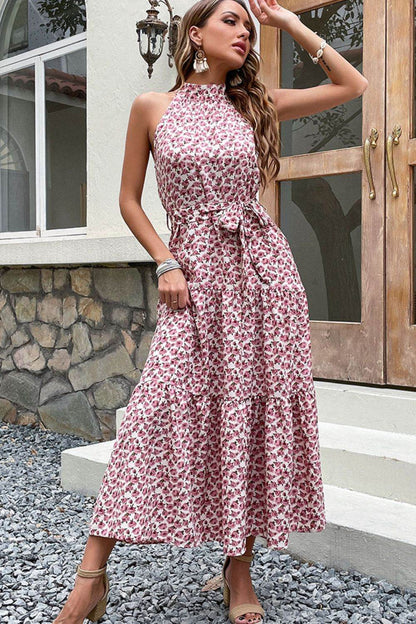 Perfee Floral Tie-Waist Tiered Dress Trendsi ddc4fcd5a2fb4a94899f3d619f0e0a6c-Max