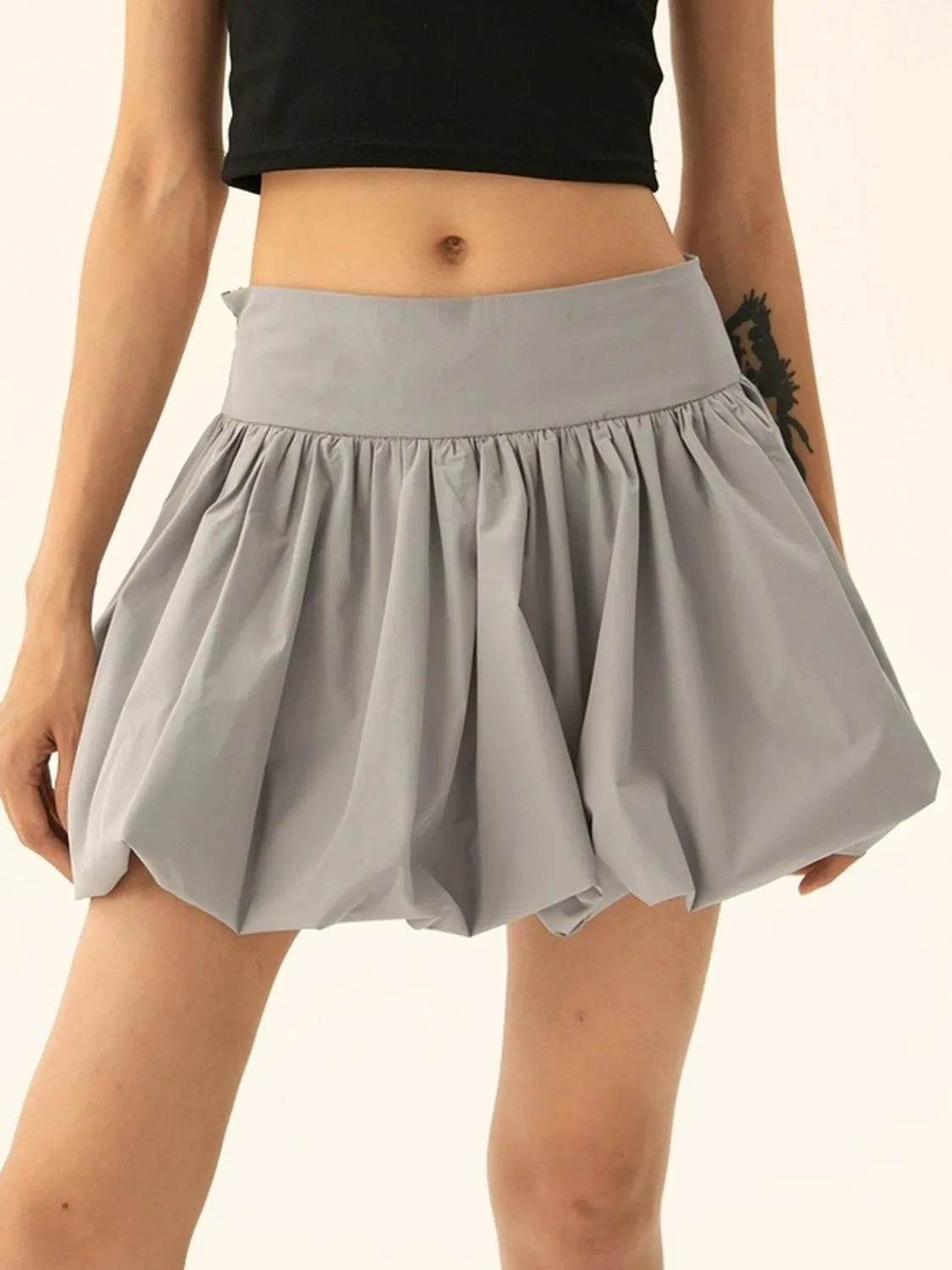 Ruched Bubble Hem Mini Skirt Gray Trendsi de3cb283-f9a4-4000-8293-3c11bd664111-Max-Origin